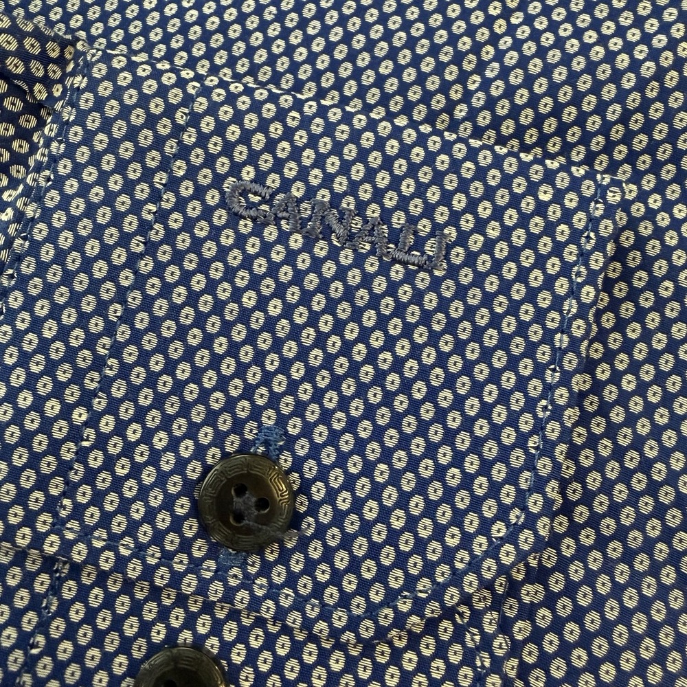Canali Micro Print Men's 50 20.5 Modern Fit Blue Button Up Dress Shirt Exclusive - Picture 14 of 14